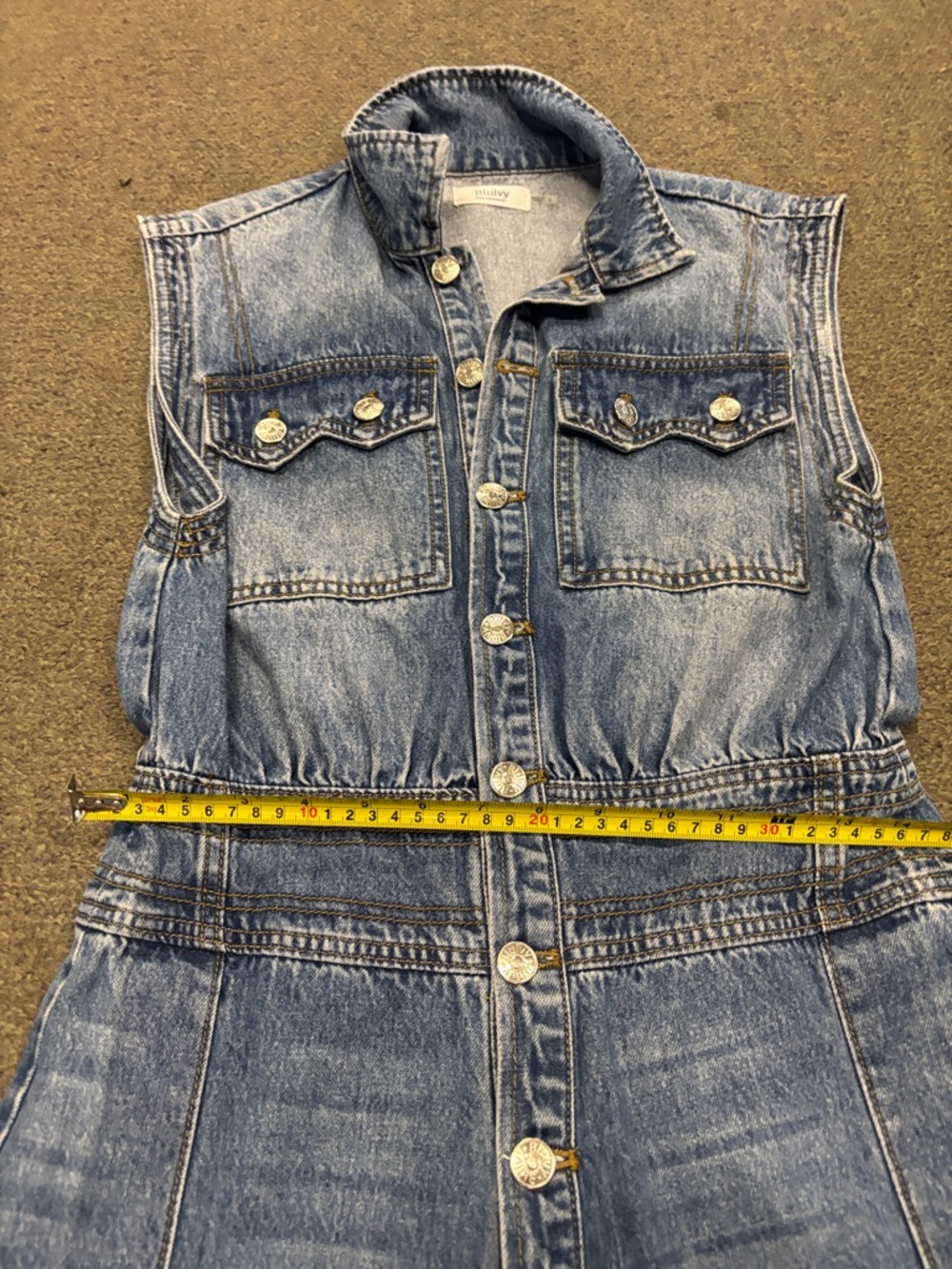 Bluivy Denim Sleeveless Jumpsuit in Blue - Picture 4 of 6